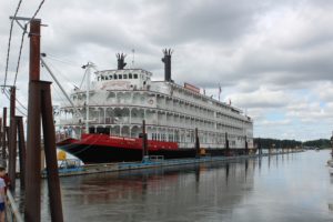 The American Empress riverboat docks at Parker's Landing Marina in Washougal on Wednesday, June 8, 2022. (Doug Flanagan/Post-Record)