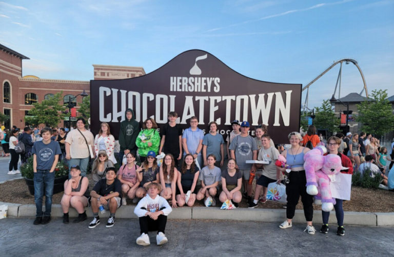 Contributed photo courtesy Scott Rainey 
 Washougal middle-school students pose for a photograph at Hersheytown in Hershey, Pa., during Jemtegaard Middle School history teacher Scott Rainey&#039;s annual East Coast trip in August.