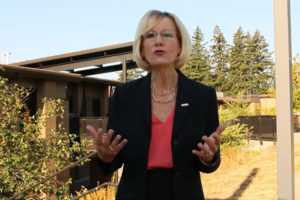 Washougal School District Superintendent Mary Templeton welcomes students, parents and district employees back to school for the beginning of the 2022-23 school year in a video on Tuesday, Aug. 30. (Screenshot by Doug Flanagan/Post-Record)