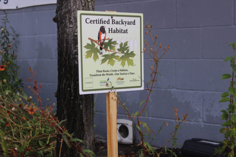 Doug Flanagan/Post-Record 
 A sign in front of the West Columbia Gorge Humane Society dog shelter declares that the shelter&#039;s new native pollinator garden has earned silver certification from the Portland-based Backyard Habitat Certification Program. (Doug Flanagan/Post-Record)