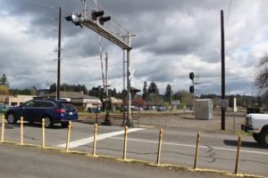 Doug Flanagan/Post-Record 
 Traffic proceeds north on 32nd Street across a set of railroad tracks in Washougal on Thursday, March 31. The city of Washougal is seeking grant funding for $50 million from the U.S. Department of Transportation to offset design and engineering costs associated with the planned reconstruction of 32nd Street from Main Street and "B" Street to F Place. (Doug Flanagan/Post-Record files)
