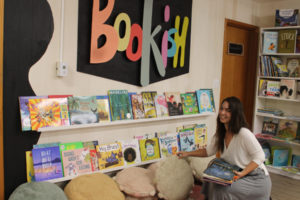 Melissa Peake, the owner of Bookish, Camas' first independent bookshop, restocks her storytime corner inside the new Camas shop on Thursday, Sept. 29, 2022.  Bookish is located at 335 N.E. Fifth Ave., in downtown Camas. (Kelly Moyer/Post-Record)