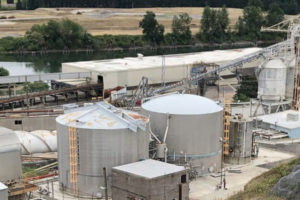 Black liquor storage tanks built in 1971, and scheduled for demolition in 2023, sit at the Georgia-Pacific paper mill in Camas. (Contributed photo courtesy of the city of Camas)
