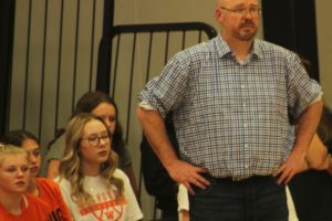 Washougal High girls basketball coach Tim Melcher watches his team play its first home game of the 2022-23 season on Friday, Dec. 2, 2022. (Doug Flanagan/Post-Record)