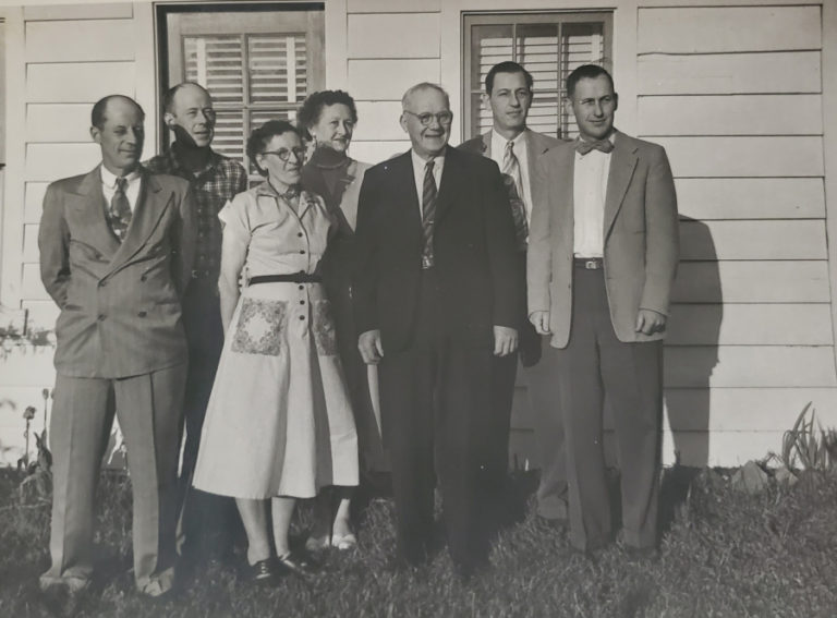 Ken Shold, born in Port Townsend, Wash., in 1923, (far right) stands with his mother, father, three brothers and sister in an undated photo.