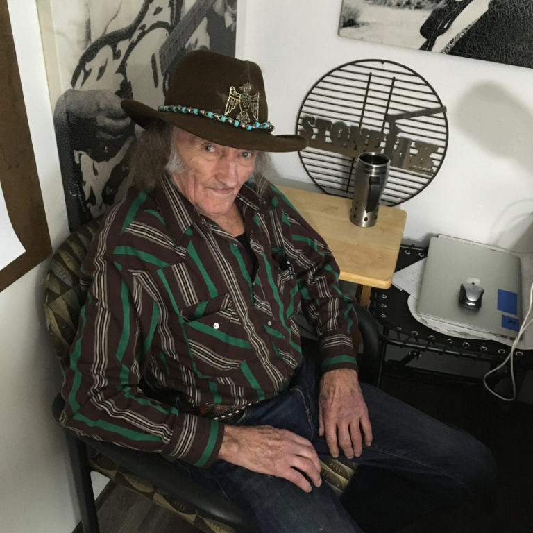 Washougal resident Ron Chant takes a break from recording his songs at the Outlaw Country Radio station at the Washougal Times in January.
