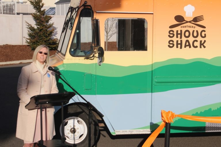 Doug Flanagan/Post-Record 
 Washougal School District career and technical education director Margaret Rice speaks at Washougal High School on Thursday, Feb. 2, during a ribbon-cutting ceremony celebrating the opening of the district&#039;s Shoug Shack food-truck business.