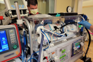 David Feng, of Camas, visits his son, Theo Feng, in the neonatal intensive care unit (NICU) during the summer of 2022. (Contributed photos courtesy of David Feng and Christy Shum) 