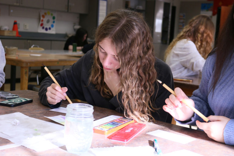 Contributed photo courtesy Washougal School District 
 Washougal High School student Eleanor Livengood works on a project during Rob Yee&#039;s introduction to art class earlier this year.