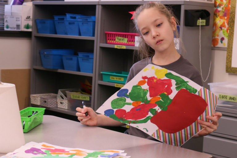 Contributed photo courtesy Washougal School District 
 Columbia River Gorge Elementary School student Joella Grundy works on an art project earlier this year.