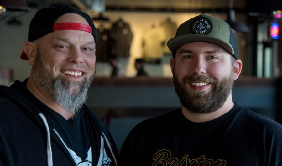 Mike Hunsaker (left) and Brendan Greenen co-own the Camas-based Grains of Wrath brewing company. (Contributed photo courtesy of Grains of Wrath Brewing)
