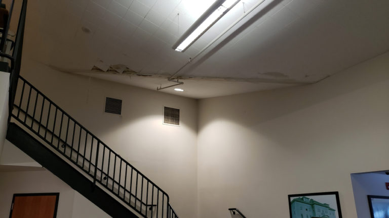 Contributed photo courtesy Jessica Beehner 
 Washougal High School&#039;s roof sutained &quot;multiple leaks&quot; in late December 2022 that caused damage to several of the school&#039;s walls and ceilings (above).