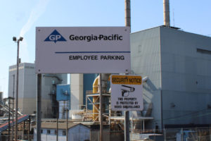 The Georgia-Pacific paper mill is viewed Friday, March 17, 2023, from a former employee parking lot located off Northwest Seventh Avenue in downtown Camas. (Kelly Moyer/Post-Record)