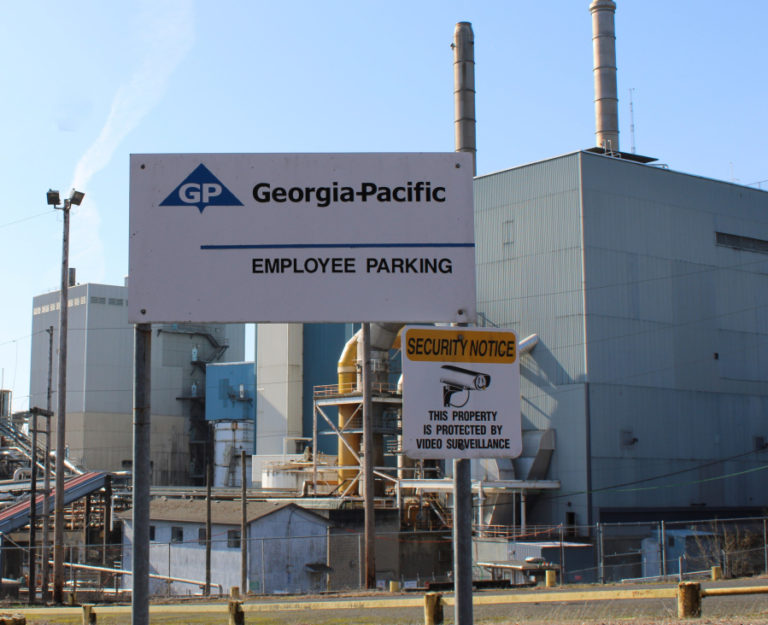 The Georgia-Pacific paper mill is viewed Friday, March 17, 2023, from a former employee parking lot located off Northwest Seventh Avenue in downtown Camas.