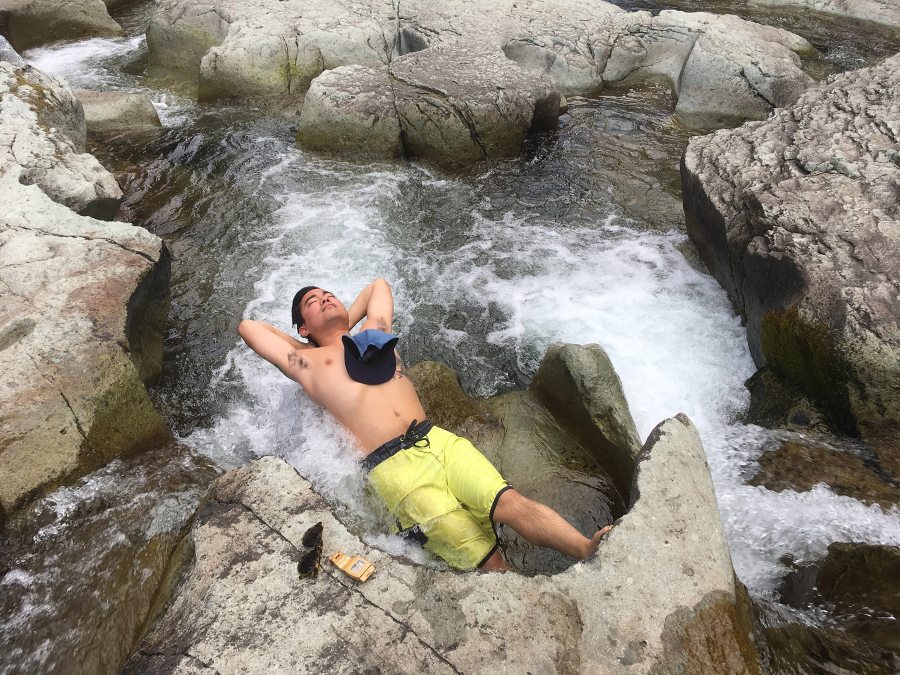 A man relaxes at the Naked Falls swimming hole on the Washougal River, recently named the best place in the nation to go skinny-dipping. (Contributed photos courtesy of Stephen Epling)