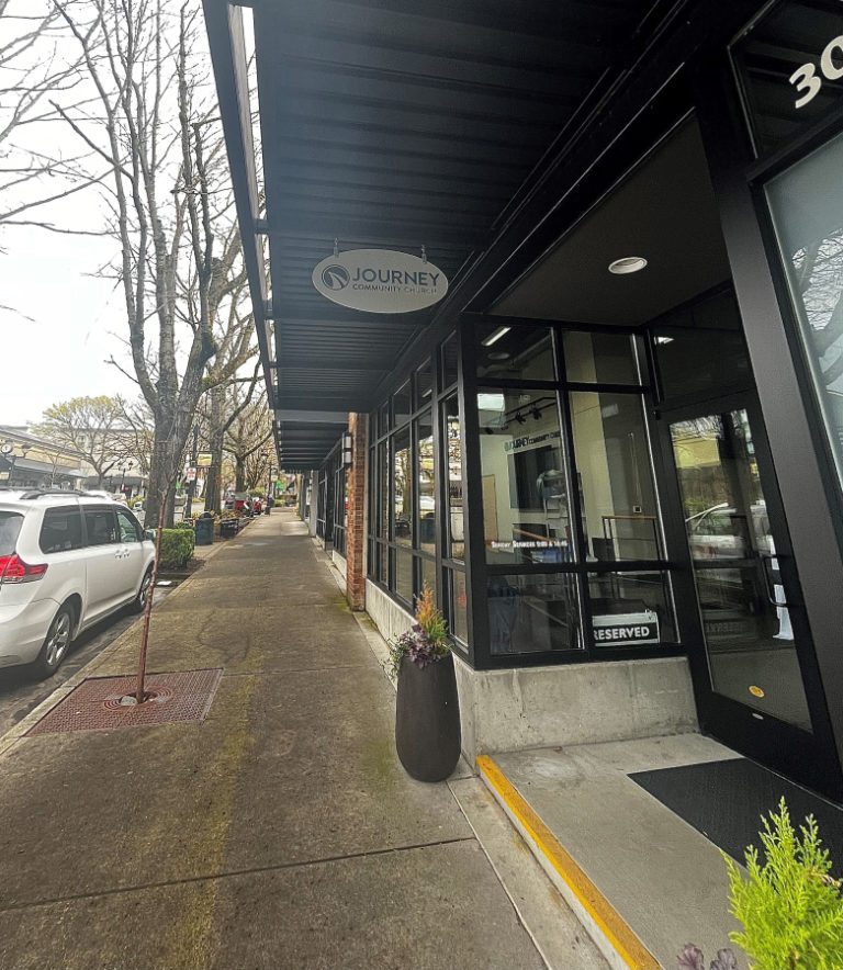 Journey Community Church, located at the corner of Northeast Fourth Avenue and Northeast Birch Street in downtown Camas is pictured on Friday, April 21, 2023.