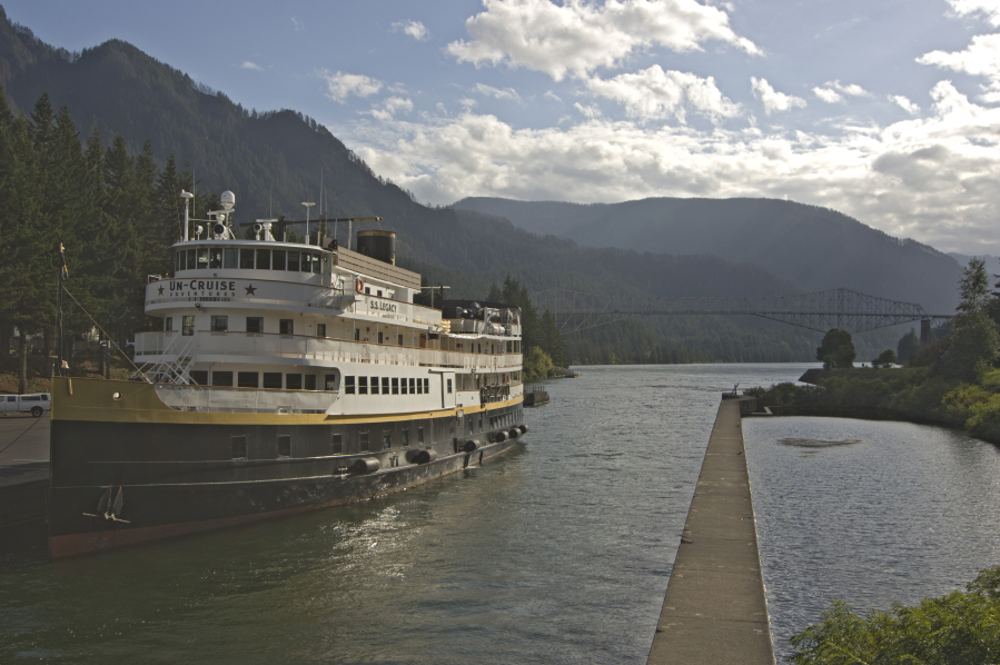 Contributed photo courtesy UnCruise Adventures 
 The Wildnerness Legacy vessel stops at Cascade Locks, Oregon, during a recent tour.