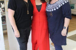 Camas artists (left to right) Heidi Curley, Lara Blair and Tamra Sheline celebrate the grand opening of their 411 Art Collective on May 5, 2023. (Kelly Moyer/Post-Record)