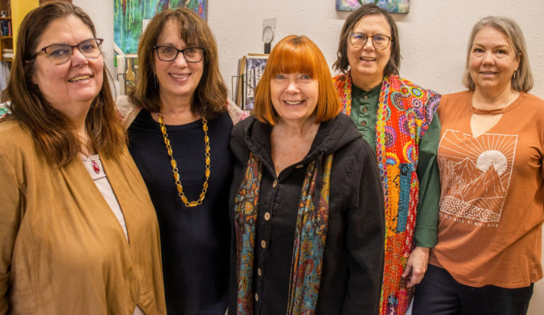 Clark County artists (from left to right) Angela Swanson, Deborah Nagano, Elizabeth Nye, Regina Westmoreland and Tamara Dinius, and Ellen Nordgren (not pictured) joined together earlier this year to form the Adret Artist Collective.