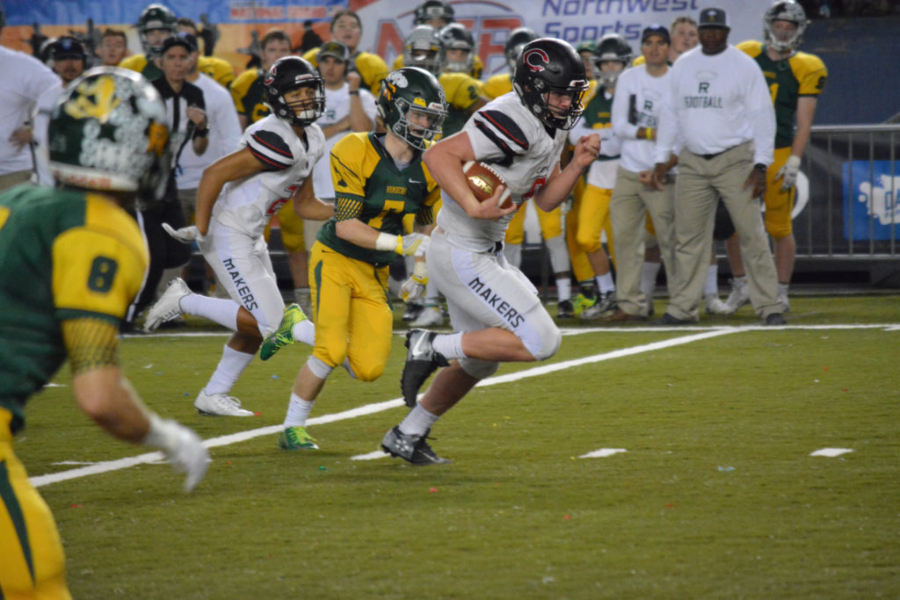 Jack Colletto sees the end zone during an exciting fourth quarter in the state championship game. His 34-yard touchdown run gave the Papermakers a 10-point lead with two minutes left.