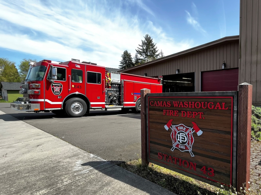 A fire engine sits outside the Camas-Washougal Fire Department's Fire Station 43 in Washougal Oct. 11, 2022. (Kelly Moyer/Post-Record files)