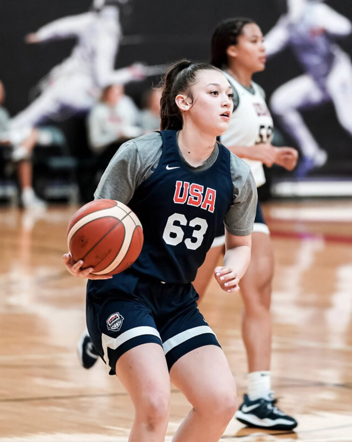 Camas High School basketball player Brooklynn Haywood practices at the 2023 USA Women's U16 National Team trials in May 2023. (Contributed photo courtesy of Brooklynn Haywood)