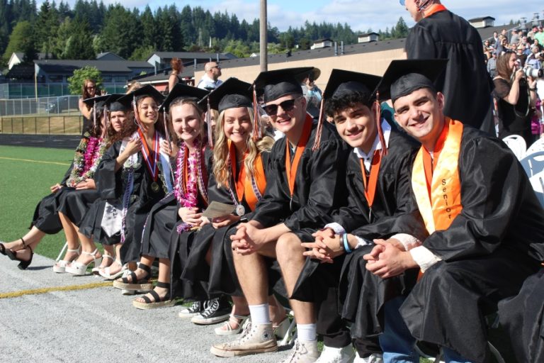 Washougal High School graduates await their commencement ceremony on Saturday, June 10, 2023.