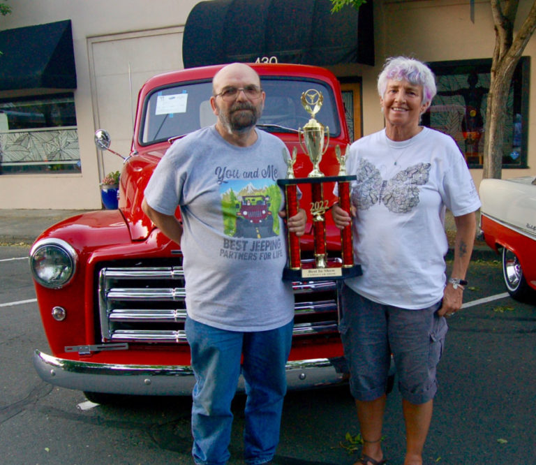 Richard and Janelle Cummins won the "Best in Show" award at the 2022 Camas Car Show for their 1948 GMC pickup truck.