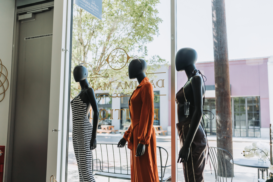 Contributed photo courtesy Dakima Hicks 
 Mannequins wear some of Dakima Hicks' custom-made women's garments, available for purchase at Dakima Maria Botique in downtown Washougal.