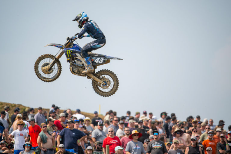 Washougal native Levi Kitchen flies through the air during a Pro Motocross event June 17, 2023, at Mount Morris, Pa.