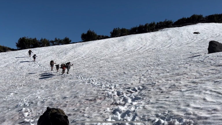 Contributed photo courtesy Randy Lavasseur 
 Washougal residents Lilliana Lavasseur, Enzo Lavasseur, Katya Firstenburg, Ryder Firstenburg and Sawyer Firstenburg hike the Timberline Trail on Mount Hood earlier this month. (Contributed photos courtesy of Randy Lavasseur)