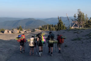 Washougal residents Lilliana Lavasseur, Enzo Lavasseur, Katya Firstenburg, Ryder Firstenburg and Sawyer Firstenburg hike the Timberline Trail on Oregon's Mount Hood in July 2023.
