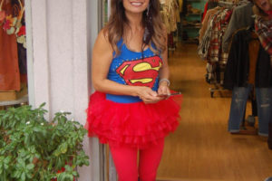 Allure Boutique owner Bobbi Lee dresses as Supergirl during a Camas First Friday event. (Photos courtesy of the Downtown Camas Association)