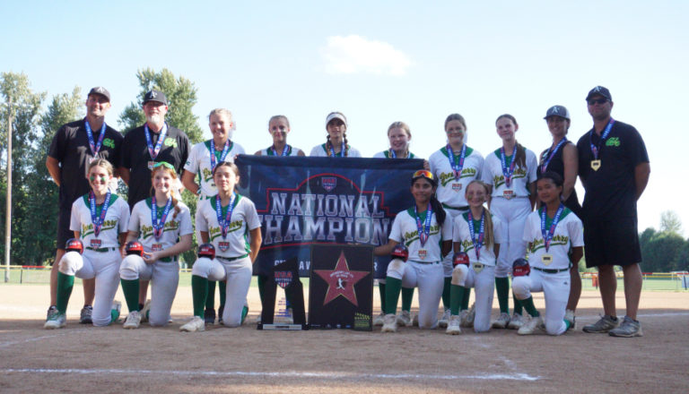 The Camas-based Greenberry Lady A's 12UA softball team won the 2023 USA Softball/Alliance Fastpitch Western National tournament, held in late July in Salem, Ore.