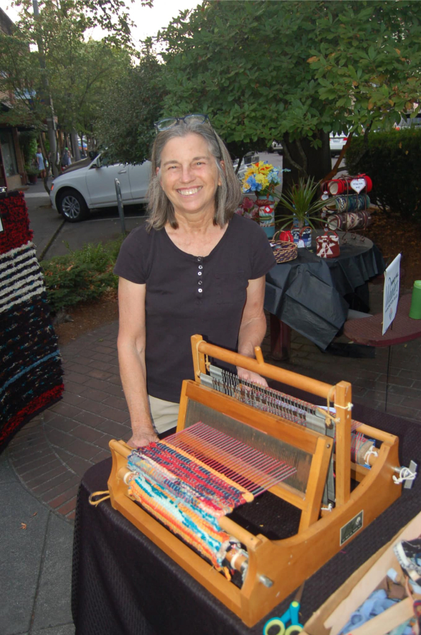 Artist Kathy Marty from Windy Hill Weavers will bring her mini-loom to downtown Camas during the Downtown Camas Association's "Celebrate Art" themed First Friday event, from 5 to 8 p.m. Friday, Sept. 1, 2023, throughout historic downtown Camas.