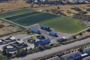 An aerial view shows the city of Washougal's wastewater treatment plant in 2023. In September 2023, the city learned it will receive a $10 million loan from Washington's Public Works Board to help construct a biosolids facility at the treatment plant. (Contributed photo courtesy city of Washougal)