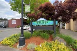 A sign welcomes visitors to downtown Camas in 2022. The city of Camas is undertaking a subarea plan for the downtown area. (Contributed photo courtesy of Downtown Camas Association)