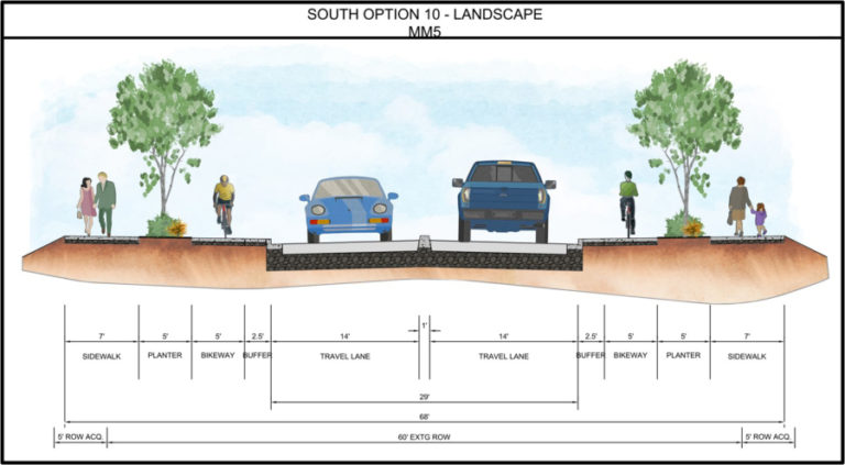 An illustration shows the proposed "preferred alternative" roadway design for Northeast Everett Street in Camas, north of the roundabout at Everett Street and Lake Road and south of Leadbetter Road. The Camas City Council will discuss the proposed Everett Street Corridor alternatives during its workshop on Monday, Nov. 20.