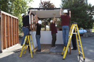 Washougal High School students build a prop room, to be later used at the Camas-Washougal Fire Department's open house, on Wednesday, Sept. 20, 2023. (Contributed photo courtesy of the Washougal School District)