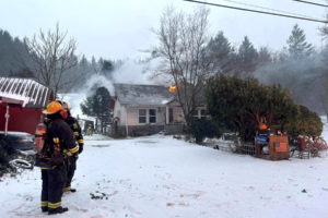 East County Fire and Rescue (ECFR) firefighters battle a two-alarm house fire in east Clark County in January 2024. (Contributed photo courtesy of East County Fire and Rescue)