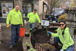 Camas Lions Club volunteers help beautify downtown Camas in 2023. (Contributed photo courtesy of the Downtown Camas Association)