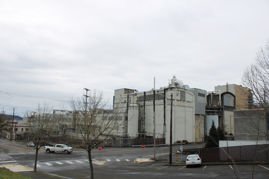 The Georgia-Pacific paper mill in downtown Camas is viewed from a city of Camas public parking lot, Monday, March 11, 2024. (Kelly Moyer/Post-Record)