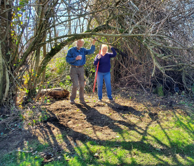 Contributed photo courtesy Brett Tarnet 
 Washougal residents John Tweto and Brenda Hutton clean up Mable Kerr Park on Sunday, March 17.