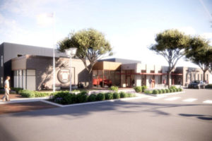 A rendering shows a design idea for the future Camas-Washougal Fire Department headquarters station in downtown Camas. (Illustration courtesy of the city of Camas)