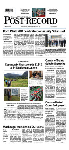 April 4, 2024 Camas-Washougal Post-Record newspaper front page