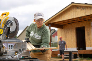 Volunteers work on an Evergreen Habitat for Humanity house project at the Johnson Village subdivision in Vancouver in 2024. (Photo courtesy of Evergreen Habitat for Humanity)