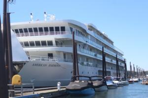 American Cruise Lines' American Harmony docks at the Port of Camas-Washougal on July 19, 2024. (Doug Flanagan/Post-Record files)