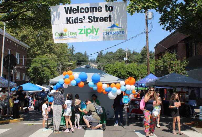 The Camas Days Kids' Street offers rides and amusements for children on both days of the two-day 2024 Camas Days festival, Friday, July 26, 2024. (Kelly Moyer/Post-Record)