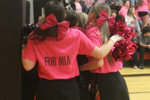 Washougal High School cheerleaders wear 