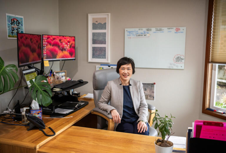 Port of Camas-Washougal CEO Trang Lam sits for a portrait Tuesday, Feb. 18, 2025, in her office.